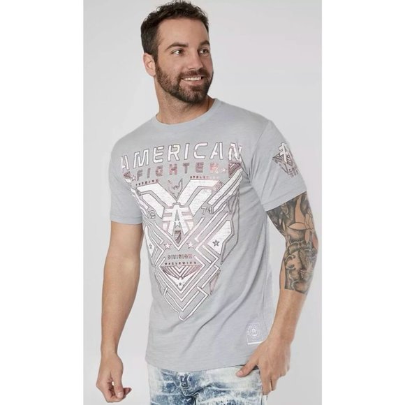 AMERICAN FIGHTER Men's T-Shirt DURHAM TEE Grey Ath - Picture 3 of 4